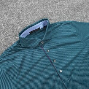 Greyson Polo Shirt Mens Large Blue Stripe Performance Golf Lightweight Stretch